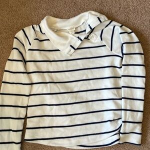 J Crew kids. Crew cuts white with navy blue stripe top. Large
